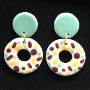 Boucles d’oreilles Donut turquoise et multicolore