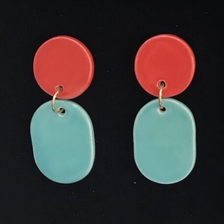 BO ovale rouge et turquoise